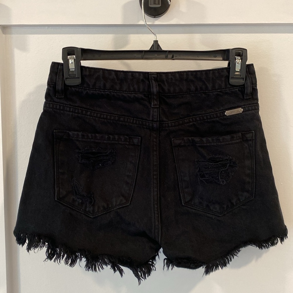 KANCAN black denim frayed shorts - Picture 6 of 9